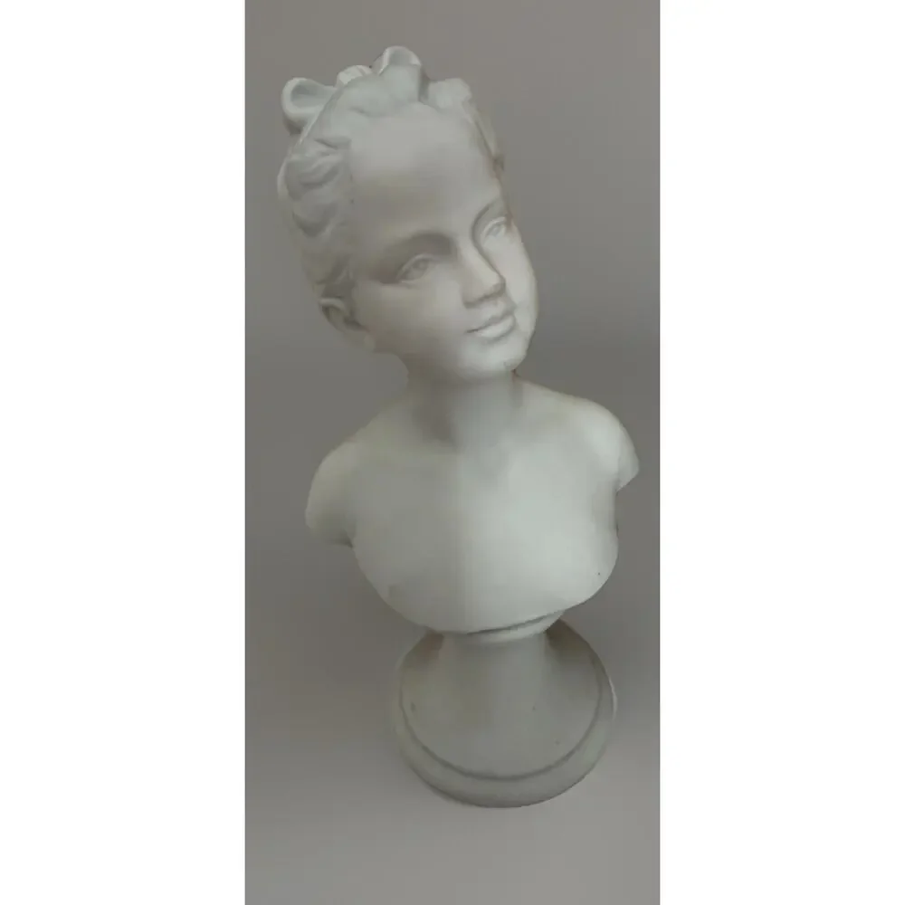 Vintage Napco White Ceramic Boy and Girl Bust Figurines Sculptures 6.75”